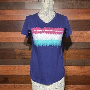 Tek Gear Blue Tee with Pink and Teal Graphic
